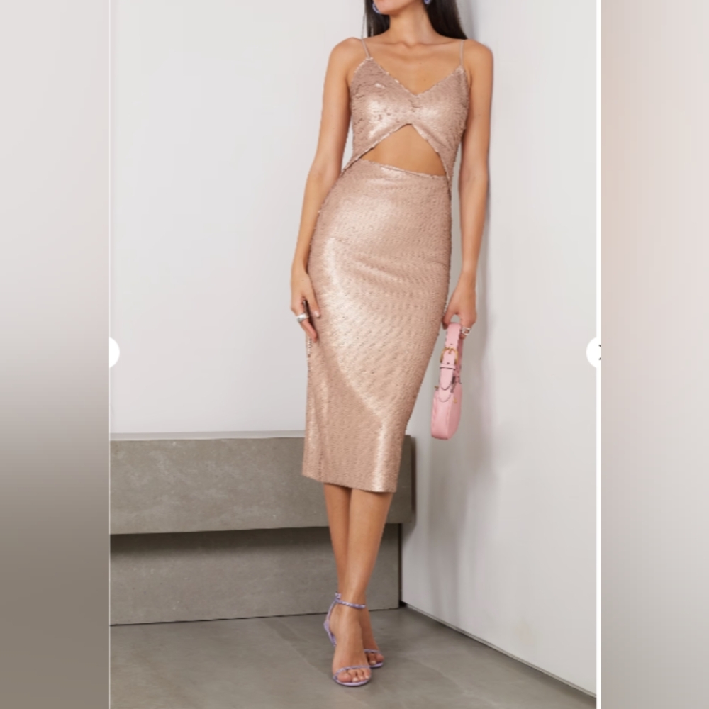 L’agence Femme Midi Sequin Cutout Dress